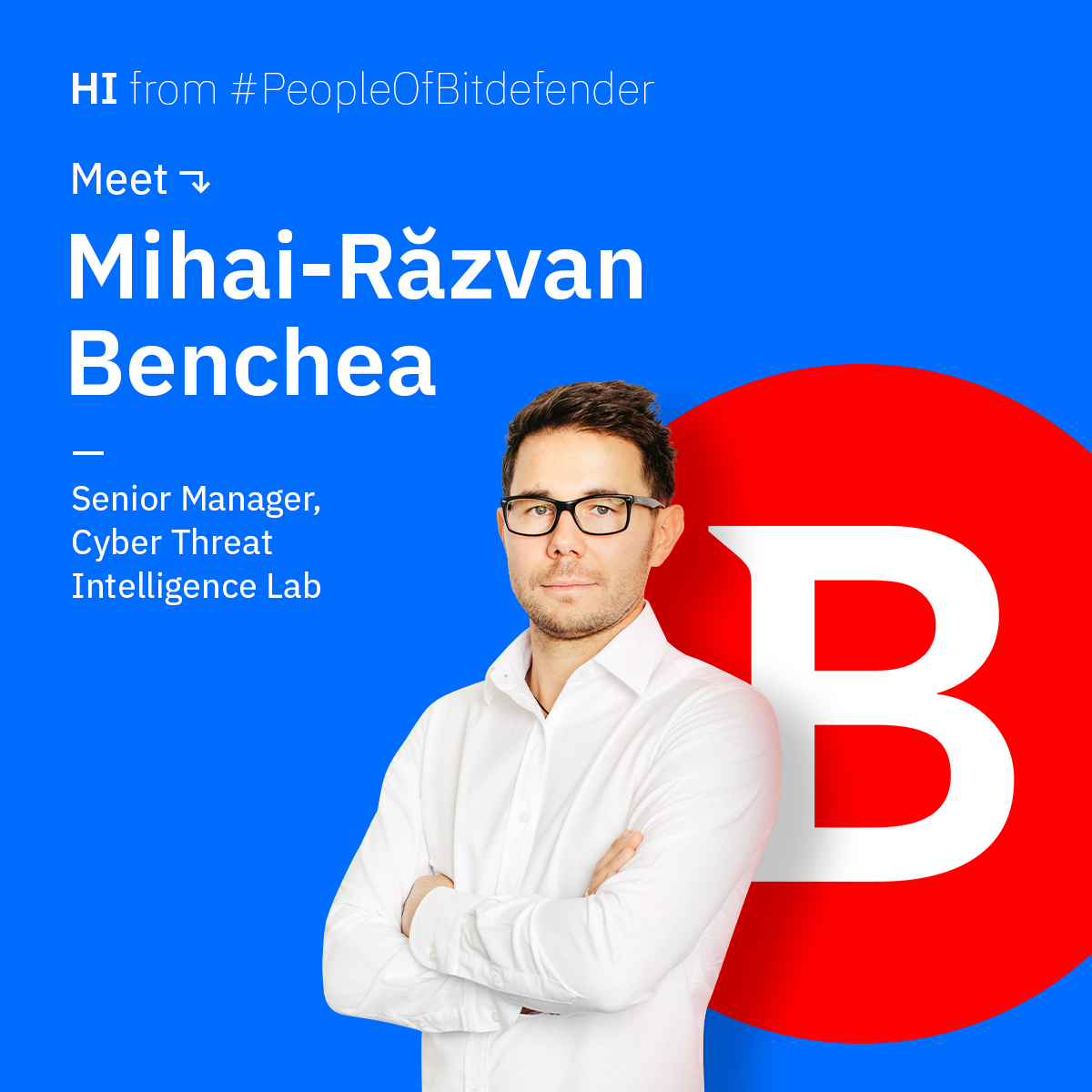 Bitdefender's tweet photo. #PeopleOfBitdefender Spotlight: Mihai-Razvan Benchea 🌟
Meet Razvan, our Senior Manager at the Cyber Threat Intelligence Lab since 2007. https://t.co/7xgH5PqkEQ