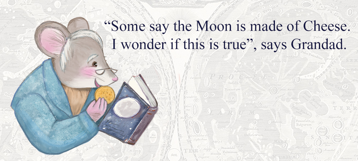 Grandad Mouse deep in thought, studying his books about the Moon. Hmmm #illustration #moon @TomMouseHQ