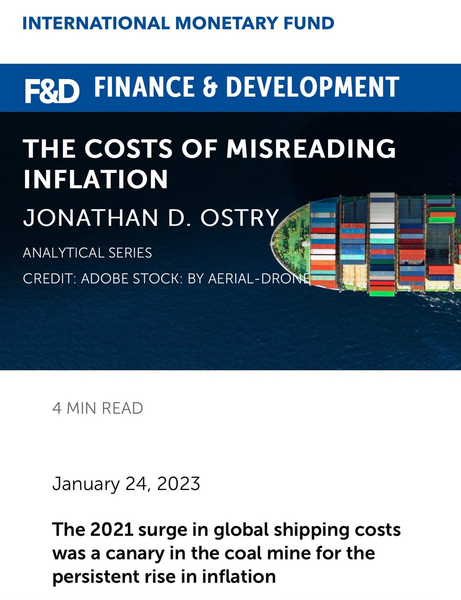 IsabellaMWeber's tweet photo. IMF analysis “suggests that a doubling of shipping costs causes inflation to increase by roughly 0.7 percentage point. Given the actual increase in global shipping costs during 2021, we estimate that the impact on inflation in 2022 was more than 2 percentage points—a huge effect” https://t.co/lueocSqQ4p