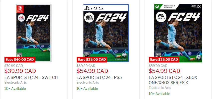 Sales for VGP X: Starting FC 24 Plus / as low the and #PS5, 29.99 #NintendoSwitch, $39.99 All USD. is on #XboxSeriesX Games sale. Video on as \