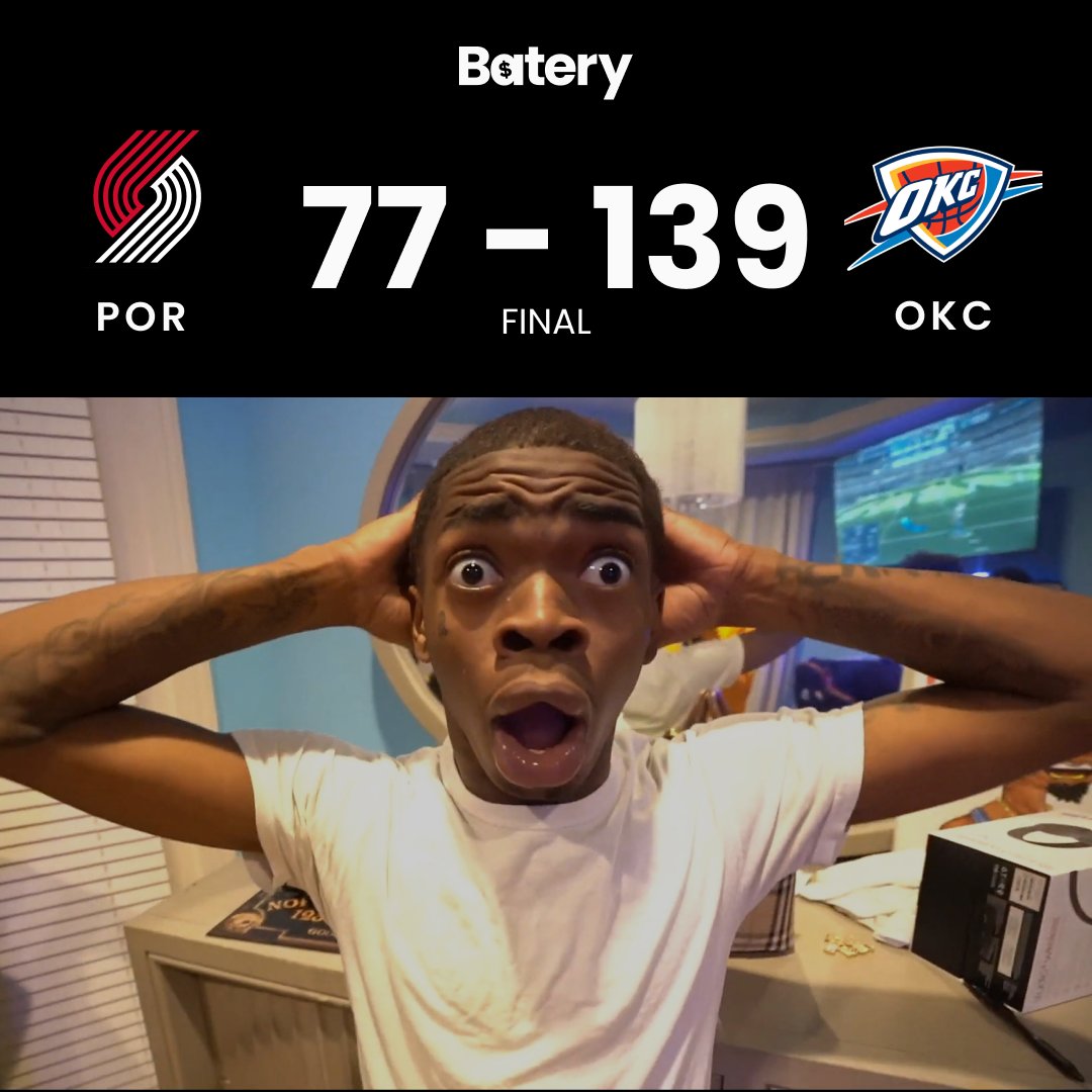 Bateryca's tweet photo. Yes you read that right... Last night, #OKCThunder took down the #Trailblazers 62 POINTS!!

They entered the game as only 13.5 point favourites over Portland. 🤯😱 https://t.co/aDiTKPtcTC