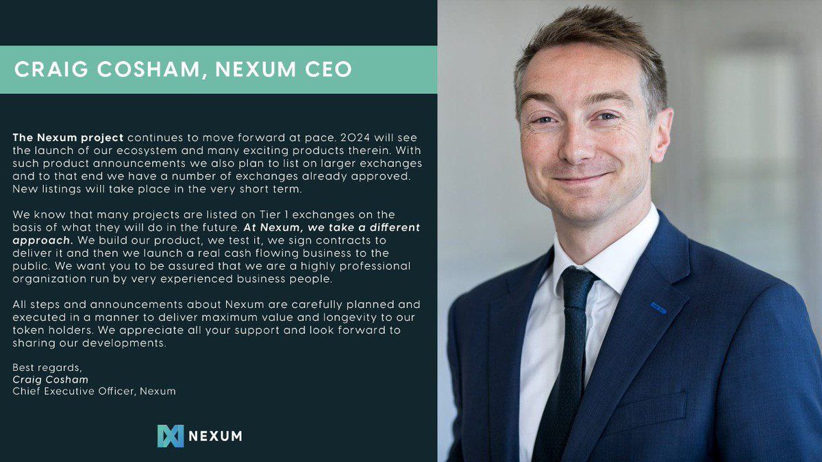 All steps and announcements about Nexum are carefully planned and executed in a manner to deliver maximum value and longevity to our token holders. We appreciate all your support and look forward to sharing our developments.