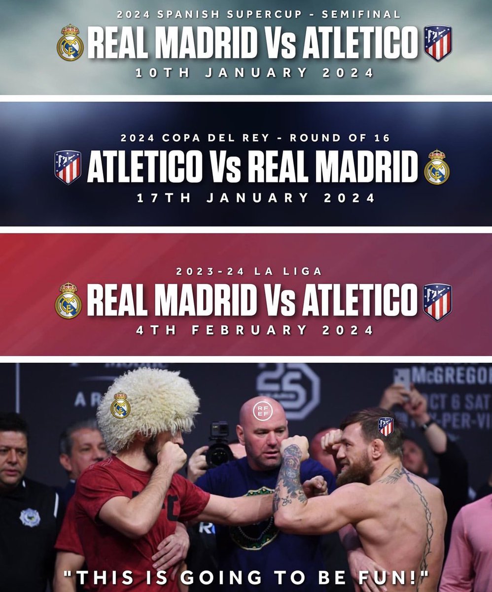 Atletico Madrid and Real Madrid will face off 3 different times within the next month🤯🔥

📷: <a href="/TrollFootball/">Troll Football</a> 

#Laliga