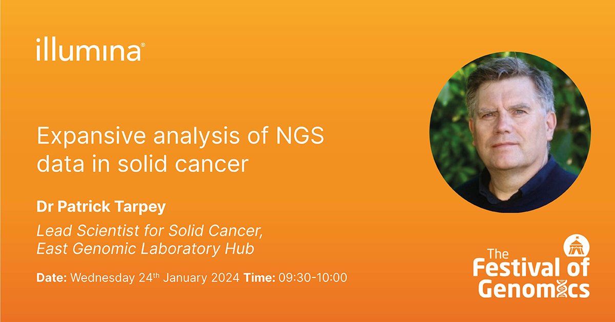 Join us at 9.30am on the first day of Festival of Genomics for our keynote with Dr Patrick Tarpey “Expansive analysis of NGS data in solid cancer”.

#FoG2024 bit.ly/48szgPV