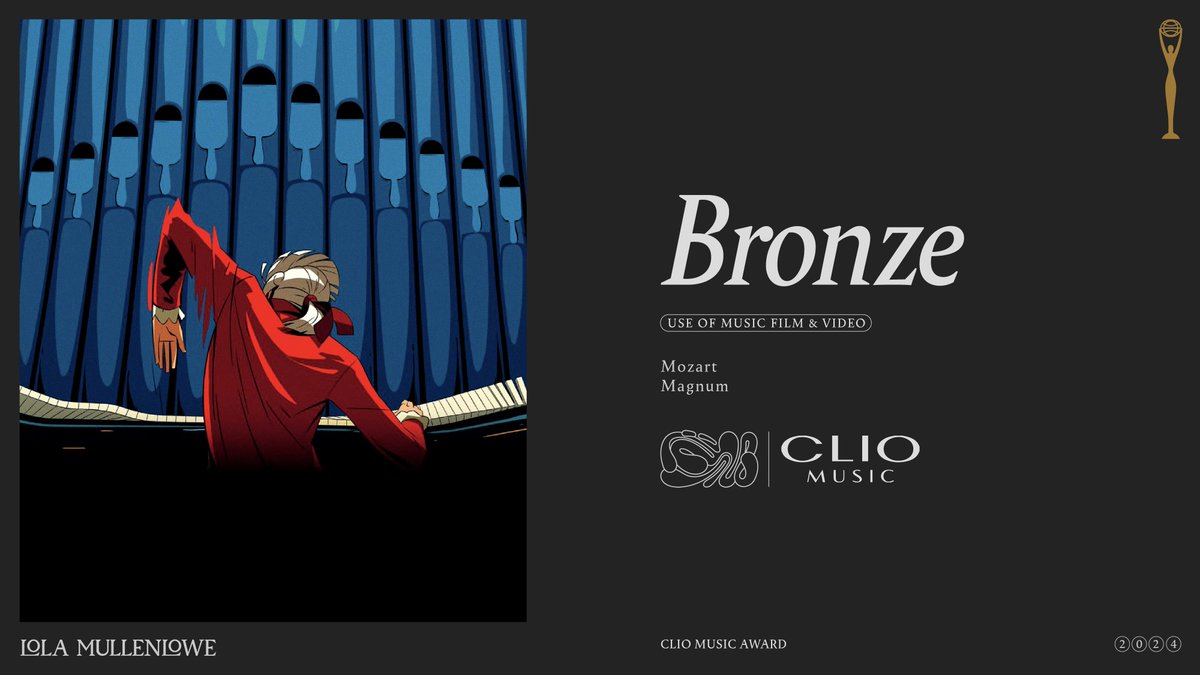 A tribute from one classic to another! Our campaign 'Mozart' for Magnum won a Bronze award in the category '61 Seconds to Five Minutes” at @ClioAwards Congrats! 🙌🏼 #LOLAMullenlowe #CAMST