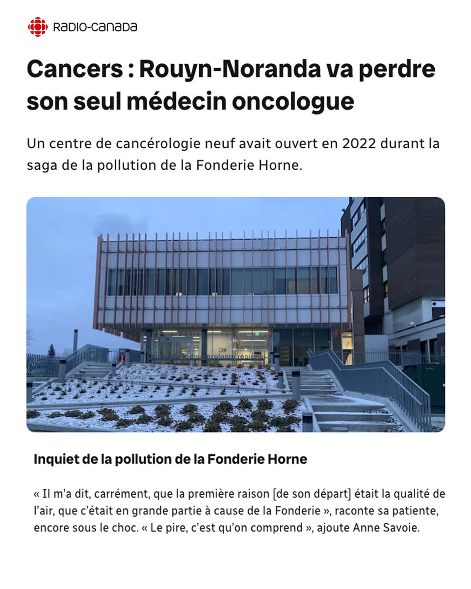 emiliselt's tweet photo. On ne peut pas avoir une preuve plus concrète que le plan de la CAQ pour la qualité de l’air à Rouyn-Noranda ne protège pas la population quand le spécialiste qui traite les cancers quitte la région pour ne pas exposer ses proches aux risques.

#PolQc #AssNat https://t.co/kzJ3w6CJ3n