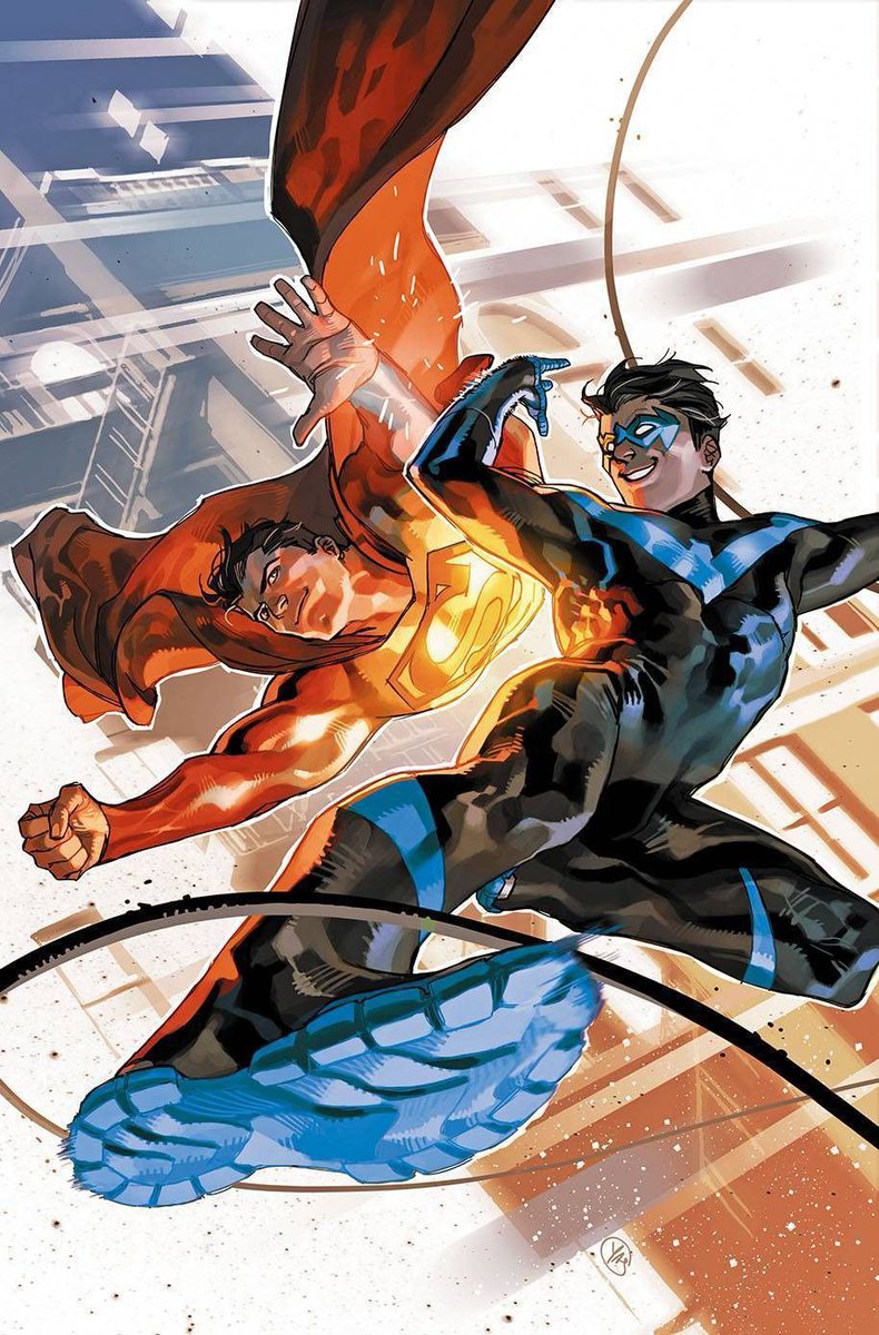 RainyWombat's tweet image. Thread of Superman and Dick Grayson's first meetings (cos there's more than one and I just think their dynamic is fun)
Art by Yasmine Putri