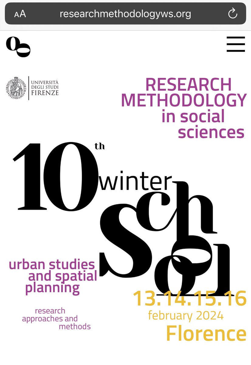 camilla_perrone's tweet photo. There are only a few days to apply for 10th Winter school on research methodology in urban studies and planning (13-16 February, Florence, IT).
Deadline: 26.01. Info: https://t.co/AzUoDAvjZV https://t.co/DJDxOUeR0D