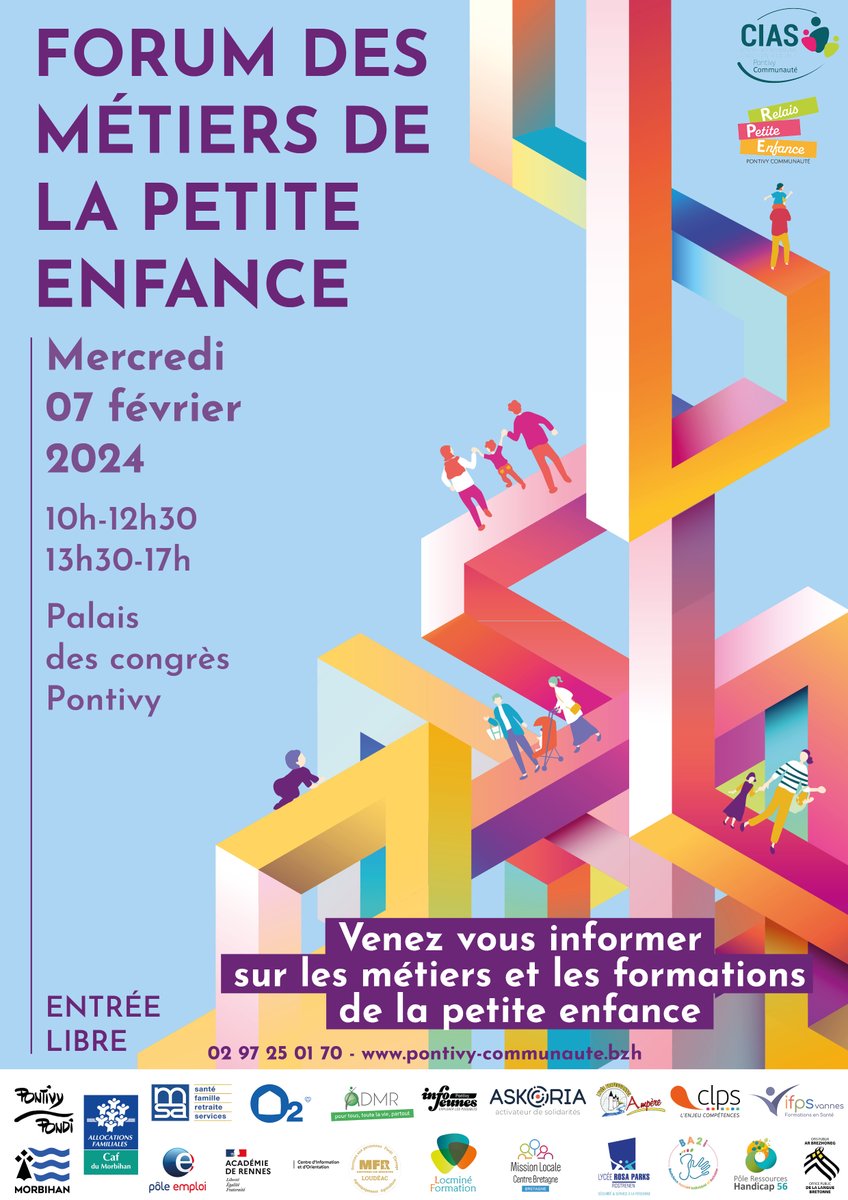 | PETITE ENFANCE 👶 |
📣 Deuxième édition du forum sur les métiers de la petite enfance
📆 Rendez-vous mercredi 7 février de 10h00 à 17h00 au Palais des Congrès de Pontivy
👉Programme complet et renseignement : pontivy-communaute.bzh/agenda/forum-d…
#petiteenfance #forum #métier #formation