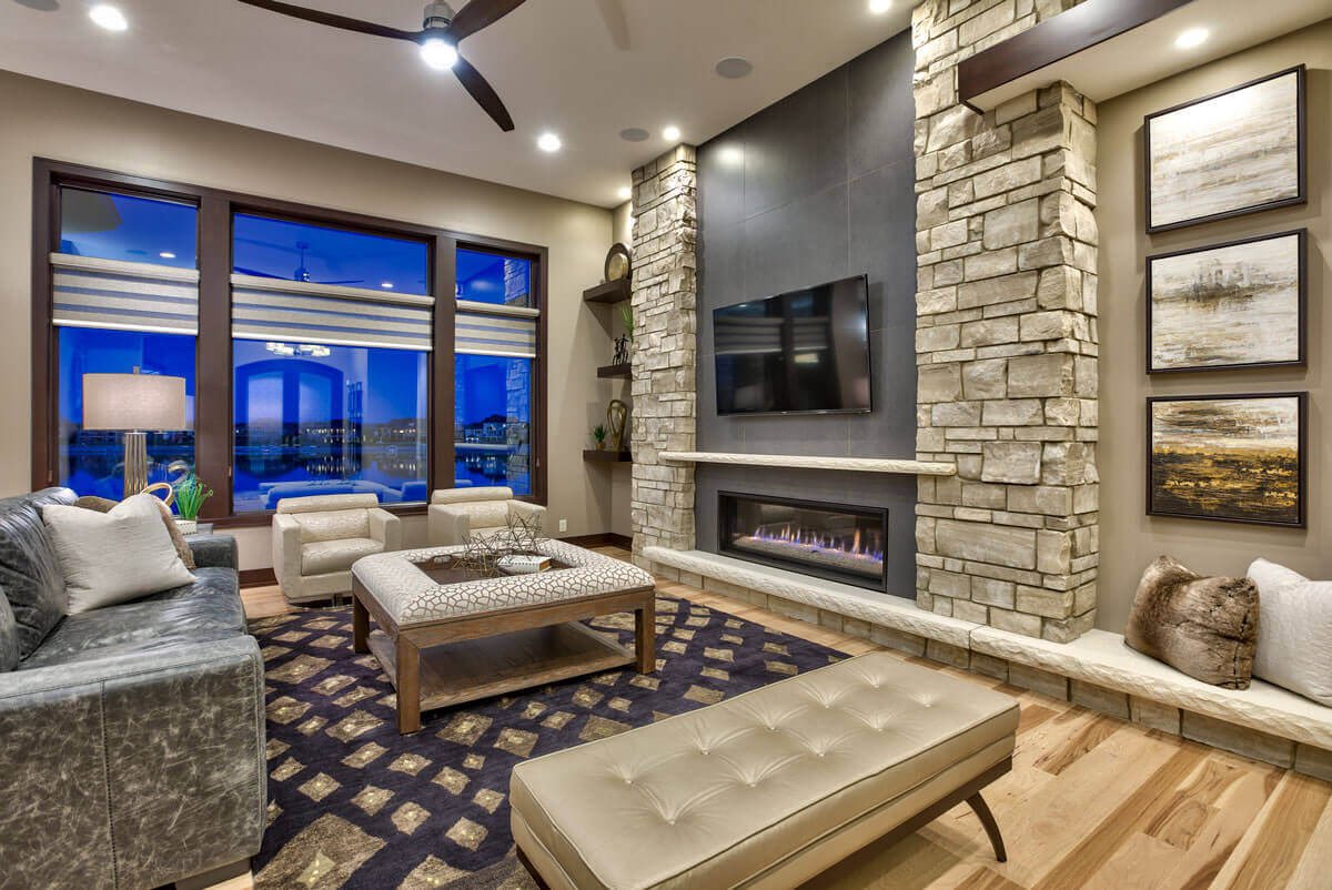 A perfect day to cuddle up by the fireplace. Stay safe and warm!❄️

🎨 Lisa McCoid 
🏠 Grace Homes 
🔥 Fireplace Stone &amp; Patio 
💡 Ferguson Showrooms 
🧱 Watkins

#interiordesign #interiordecor #interiorstyling #livingroom #livingroomdecor #livingroomdesign #livingroomideas