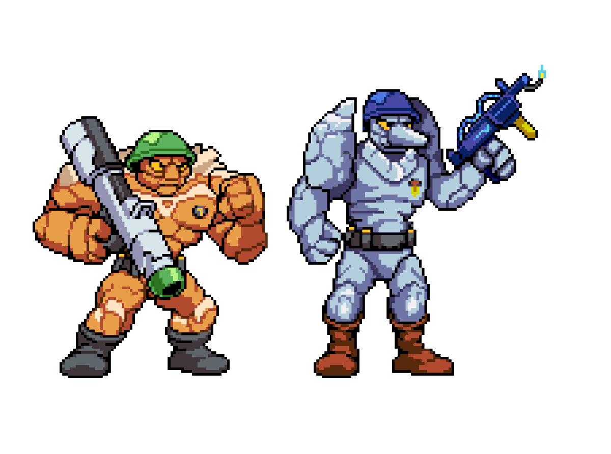 jasonorme666's tweet photo. It always annoyed me that Granitor wasn't in Shredders Revenge. So after many many years away from doing pixel art, I decided to have a go at designing him.
(Mine is on the Right, Traag from Shredders revenge is on the left).

#TMNT #pixelart #beatemup https://t.co/8kF5xnvcjk