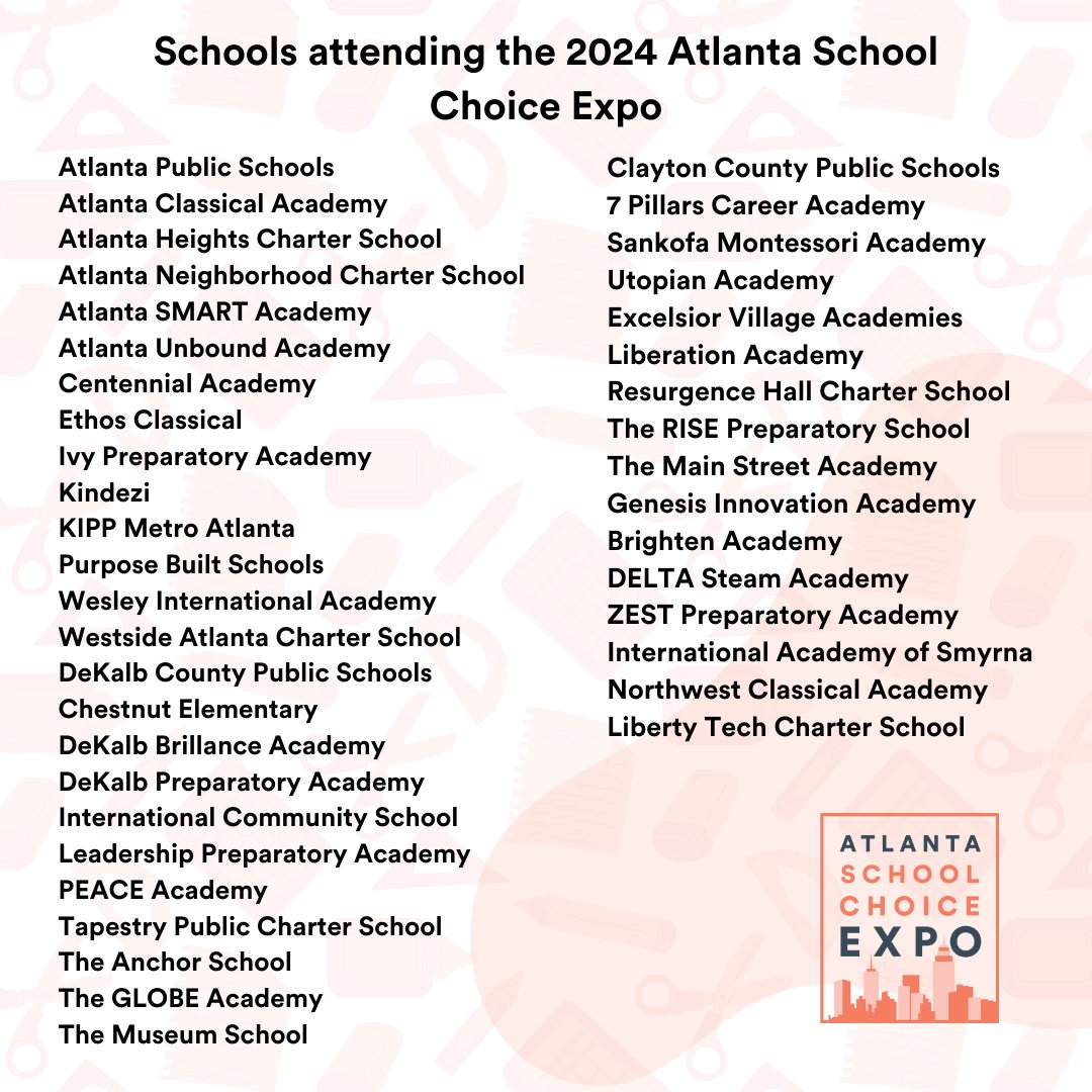 _GA_CAN's tweet image. Have you checked out the schools attending the Atlanta School Choice Expo on Jan. 20th? Take a peek below. And if you're thinking of coming, just hit up this link to pre-register. bit.ly/3O2e0bv