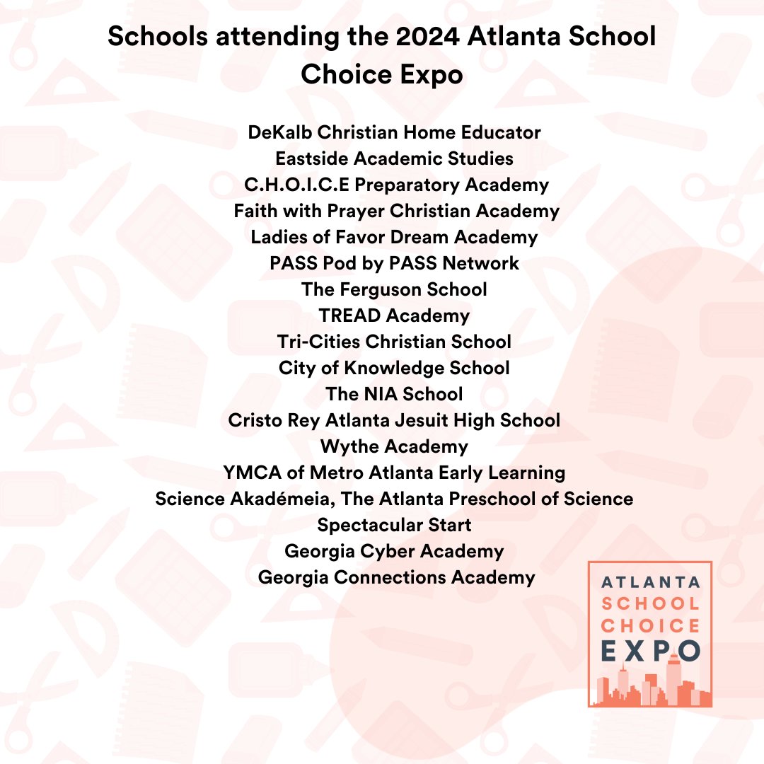 _GA_CAN's tweet image. Have you checked out the schools attending the Atlanta School Choice Expo on Jan. 20th? Take a peek below. And if you're thinking of coming, just hit up this link to pre-register. bit.ly/3O2e0bv