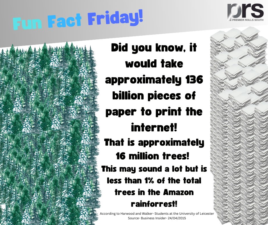 PRSsolutionsX's tweet photo. I wonder how much ink that would take 😲

If you find yourself needing 136 billion pieces of paper, you know where to come. Just let us know in advance!

Happy Friday customers, partners and friends. Have a wonderful weekend.

#paperindustry #printing #supplier #bespokeprint https://t.co/aV30irn8qW