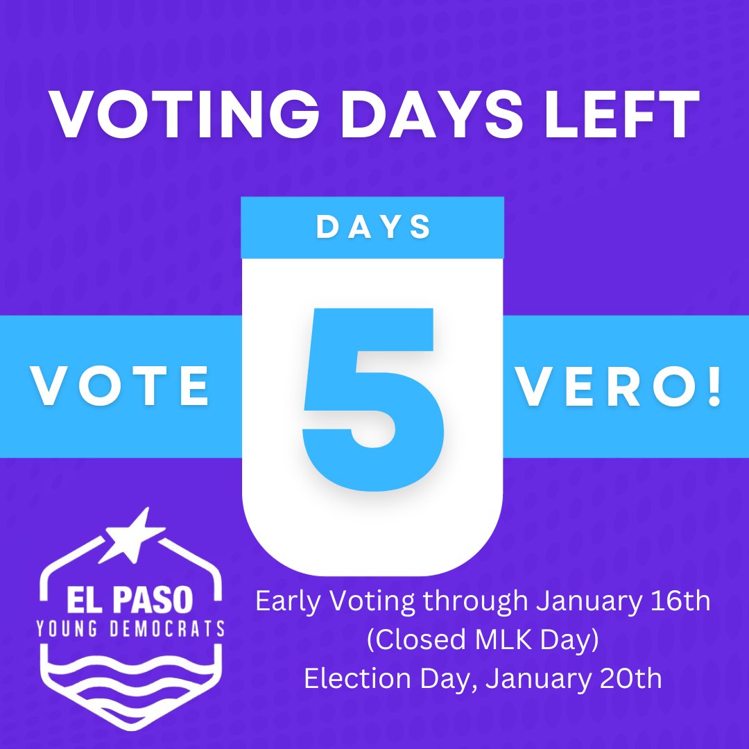 You can still vote for Vero if you're in District 2! Early voting ends on January 16th!