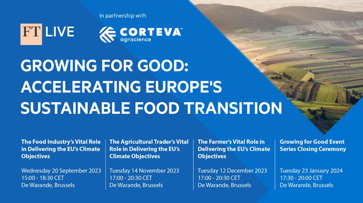 On 23 January, @Corteva and the @FTLive will host the final #GrowingForGood 🌱 event. This closing ceremony will bring together the knowledge and insights from the past three lively sessions. Find out more: bit.ly/46TYIvY