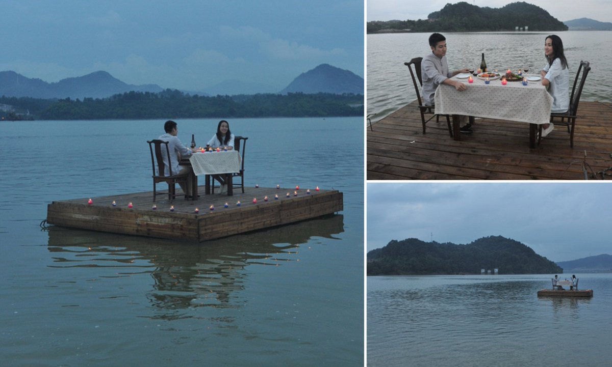 mhp_guy's tweet photo. Floating dinner dates are common in Asia, why not the US?

1. Buy a floating dock and a boat (even a rowboat)
2. Get a permit
3. Push IG ads to millennials
4. 3 bookings per evening at $300 each + upsells
5. Use a nice restaurant for the food
6. Profit

I'm thinking White Rock Lake in Dallas would be perfect. 

No bookings? Sell the assets.

Don't want to risk not getting bookings? Make the website and push ads to it today, and refund if you get bookings. Now you know there's demand before you launch.

Organic growth from people posting pics to IG would be insane, similar to candlelight concerts.

DFW has nothing to do outside, but it does have lakes and foodie millennials.