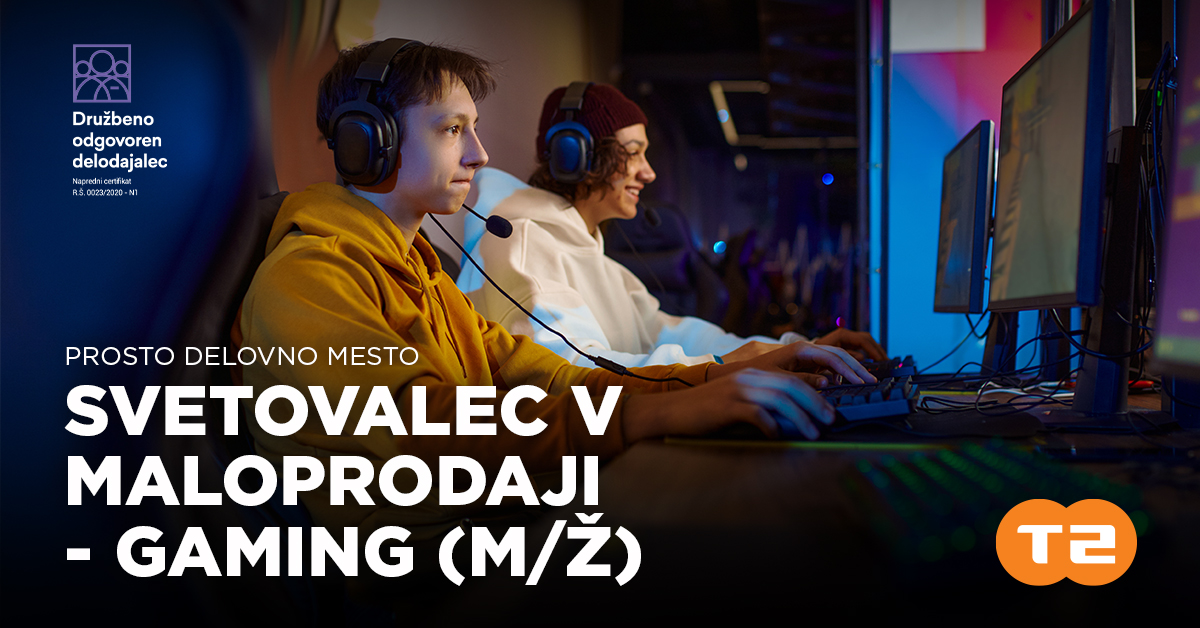 tedvanet's tweet image. Si navdušen GAMER ali GAMERKA? Si želiš, da bi tvoj hobi postal tvoja služba? To je tvoja sanjska priložnost!
Postani SVETOVALEC/-KA V GAMING SHOWROOMU!
Delo bo potekalo Ljubljani, v ''Gaming Showroomu'', ki ga odpiramo skupaj z ekipo @EsportsDiamant   t-2.net/prosto-delovno…