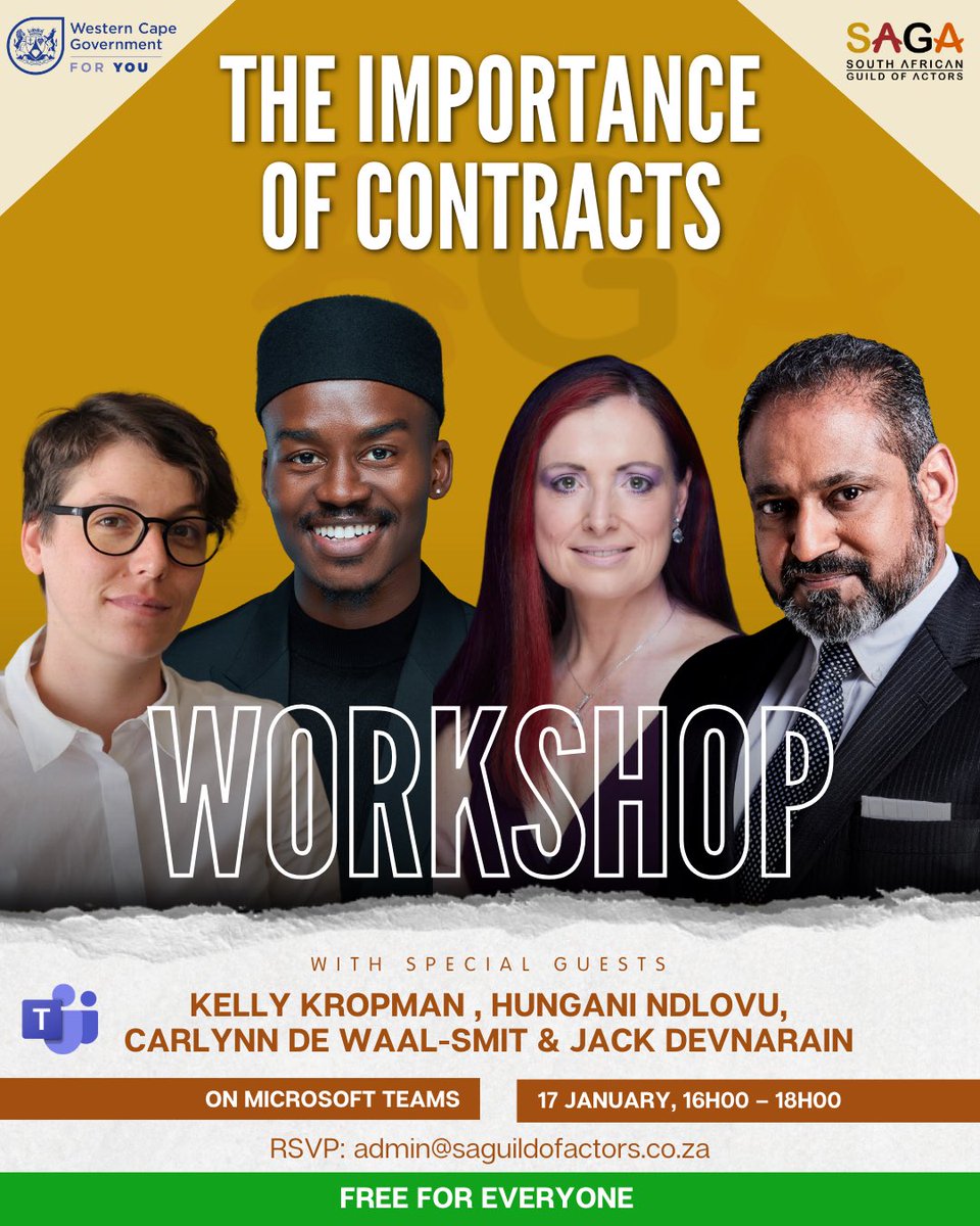 Actors are you aware of all the crucial details in your contract? Join us this Wednesday for an exclusive session on how to better understand your contract and what to look out for.📑🎭 Make sure you RSVP, details on poster. #sagaworkshop #saguildofactors
