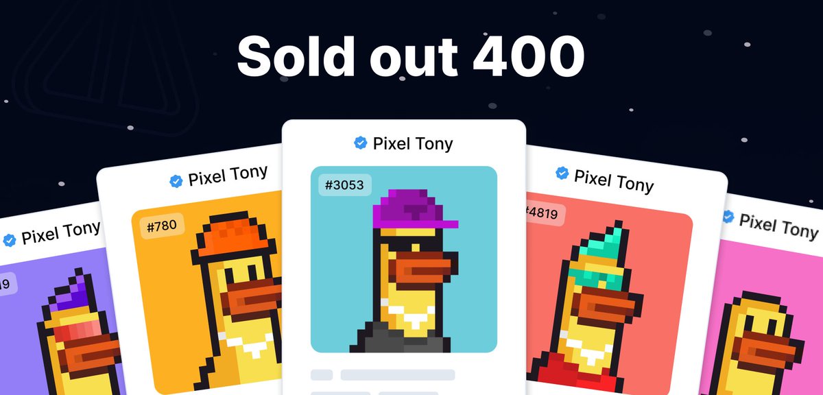 ShardMarket's tweet photo. 🚀 In just 10 days, you've minted over 400 Pixel Tony Shards — what an achievement!

🌐 Grab yours at https://t.co/hevgIo6MSD!

🔥 Top holders, stay tuned for exclusive perks in our next activity w/ @tonfish_tg and @gramcoinapp! 🤫 #PixelTony #ShardProtocol https://t.co/iUIWzk2jt3