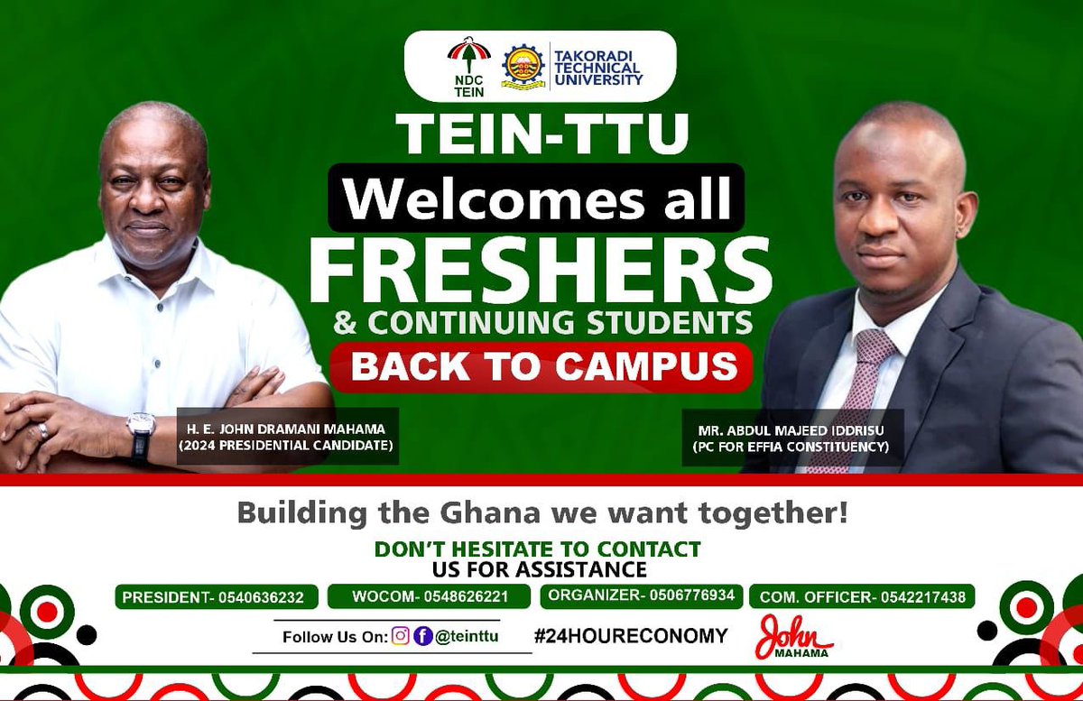 effia_ndc's tweet photo. Hey there, freshers! 🎉 Welcome to TEIN-TTU, your new home away from home! We're thrilled to have you join our awesome community of learners. And to all the amazing continuing students, welcome back! Let's make this semester unforgettable together! 💪📚 https://t.co/XLEC3JNdKM