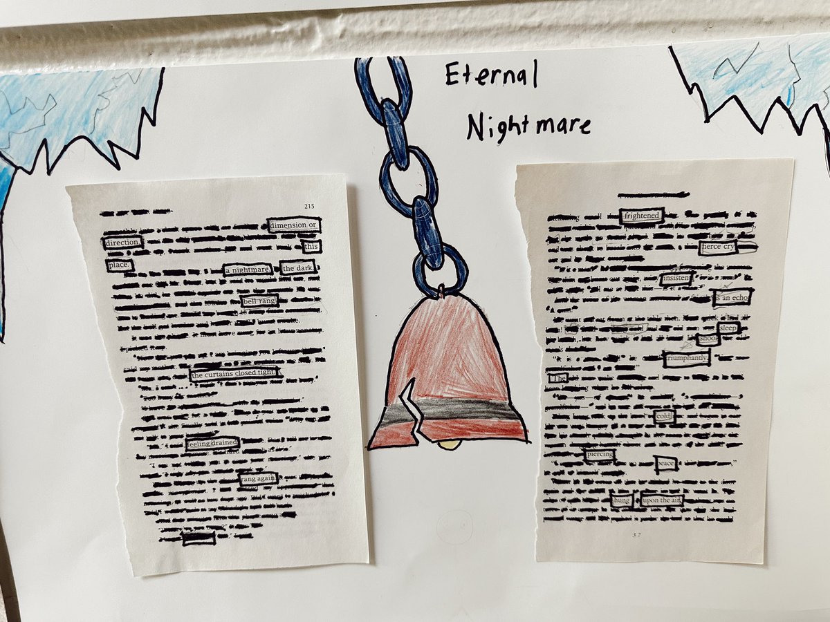 Blackout Poetry to wrap up an awesome semester with my sophomores! (Their work was so stellar that it required real estate in the B hallway 🥹) @MilfordHsEagles