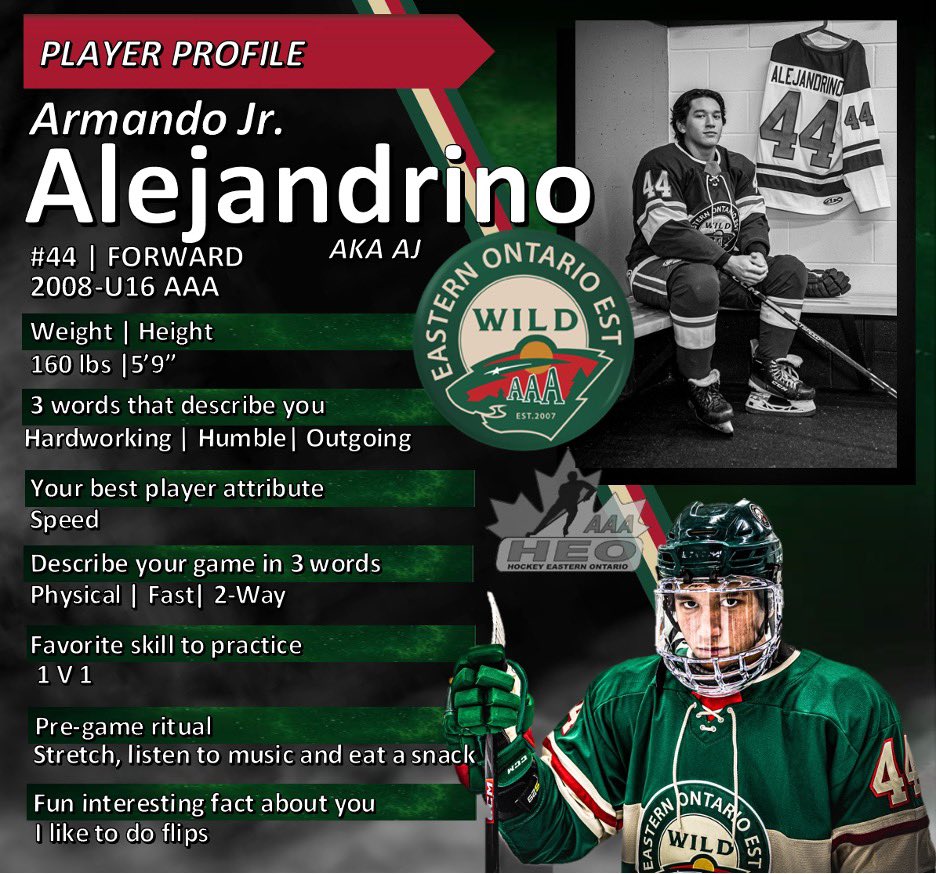 U16EOWildAAA's tweet photo. 🚨PLAYER PROFILE 🚨 EO Wild AAA U16 - 2008 #44 Forward AJ Alejandrino. @heoaaaleague @heoprospects @ohl_prospects #eowildaaa #draftyear #aaahockey https://t.co/Dvgo9TOSE0