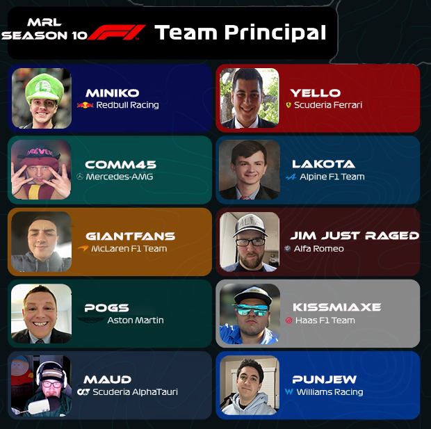 It's Draft Night guys, here our 10 Team Principals for this Season 10. Some surprises to come as well, so stay tuned. 
Tonight 7:30 PM EST on our Youtube Channel.👇👇👇
youtube.com/@mrlf1 
<a href="/yello_snowmen/">yello_snowmen</a> <a href="/Comm_45/">Comm45</a> <a href="/punjew/">punjew</a>