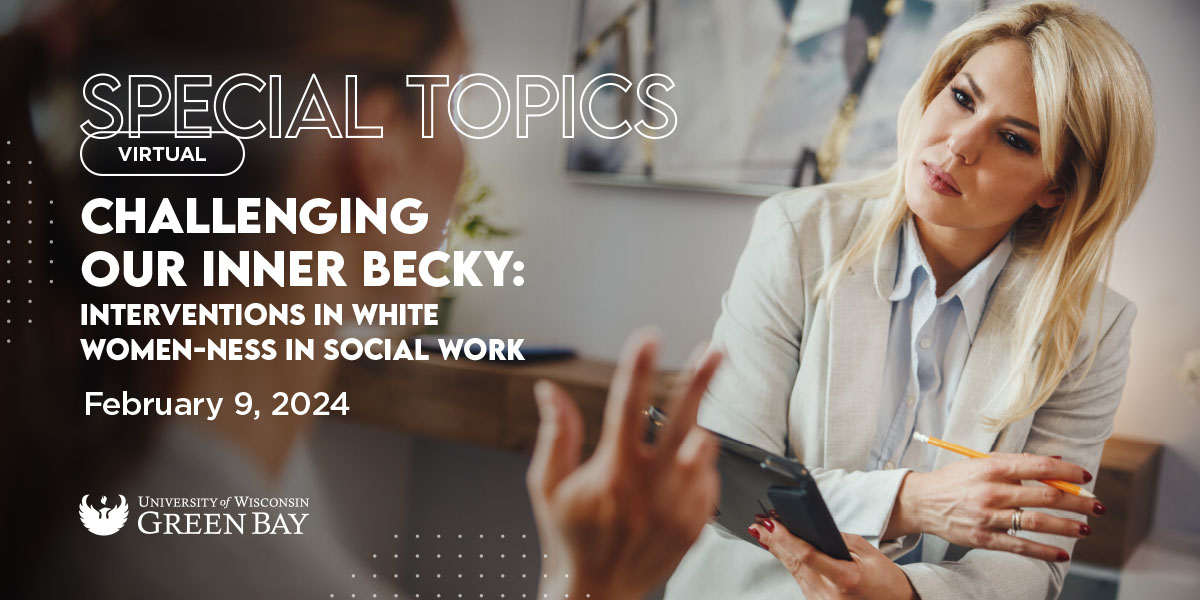 uwgbcpe's tweet photo. Race and gender work together in ways that can present problematic behaviors from white women who are in the helping professions, doing equity work. On February 9, we invite you to attend a virtual special topics course Challenging Our Inner Becky. https://t.co/dkGEEKueQs