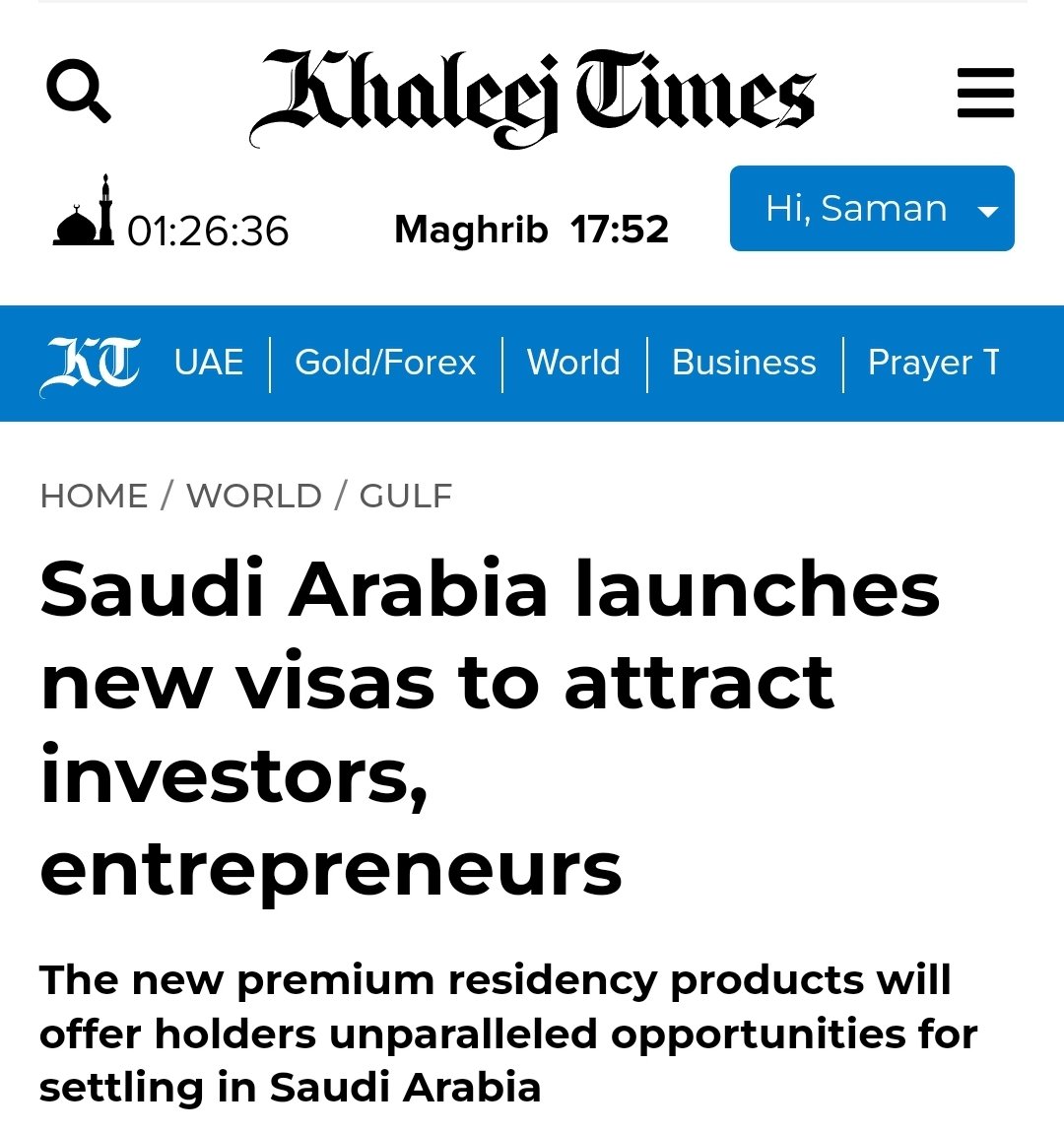 عربستان سعودی ویزای کارآفرینی برای استارتاپ‌ها تعریف کرده.
ویزای اقامت «کارآفرین» برای کارآفرینان و صاحبان پروژه‌های نوآورانه در نظر گرفته شده که مشتاق راه‌اندازی و توسعه استارت‌آپ‌های خود در عربستان سعودی هستند.
