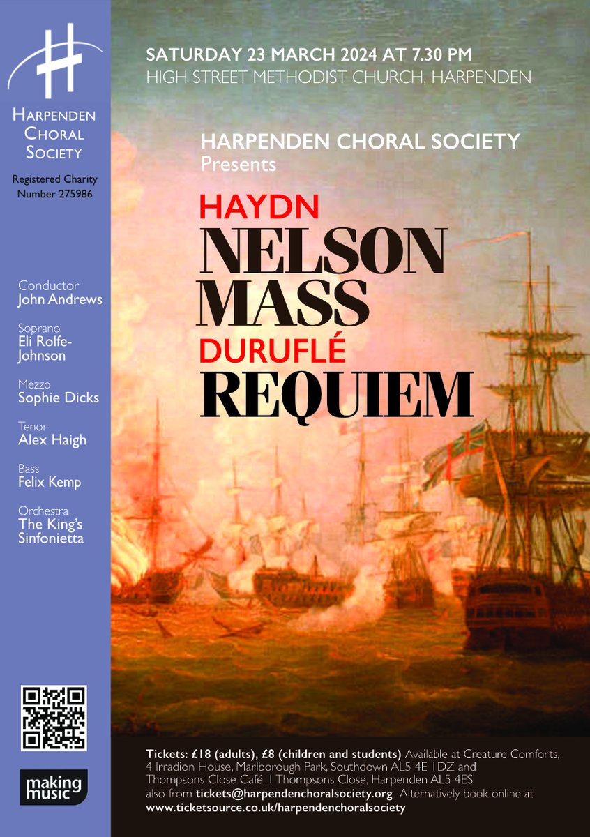 Here's a date for your diary. Two fantastic works and great soloists too with @elirolfejohnson, Sophie Dicks, @AlexHaigh, @Felix_Kemp and our brilliant Musical Director @JKAConductor. Can't wait!