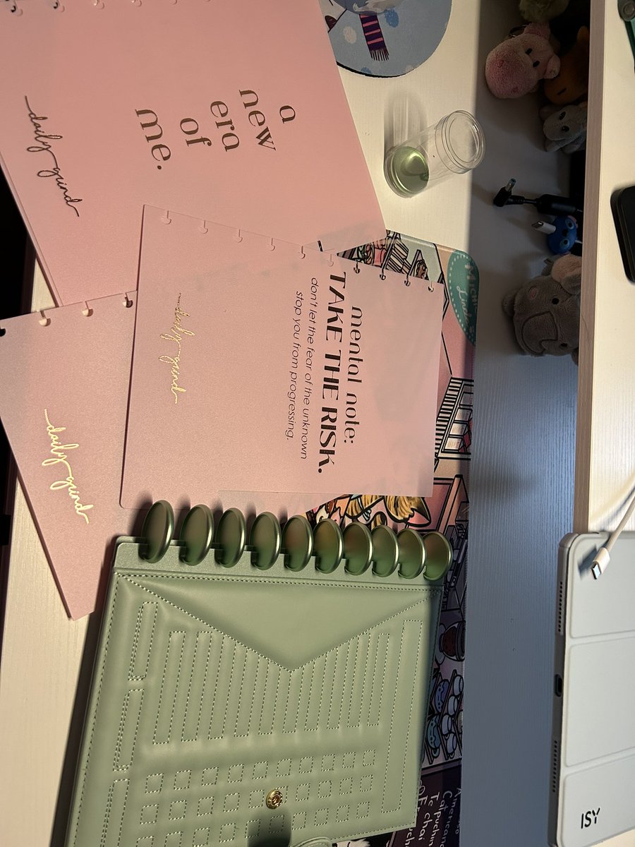 DPochus's tweet photo. My new #dailygrind just arrived ☺️ I’m so excited 🤩! It’s the first time I buy some dividers, and this frase in particular “Take the risk. Don’t let the fear of the unknown stop you from progressing” gave me goosebumps 🥹 @angiebellemare https://t.co/9St98kkVG2