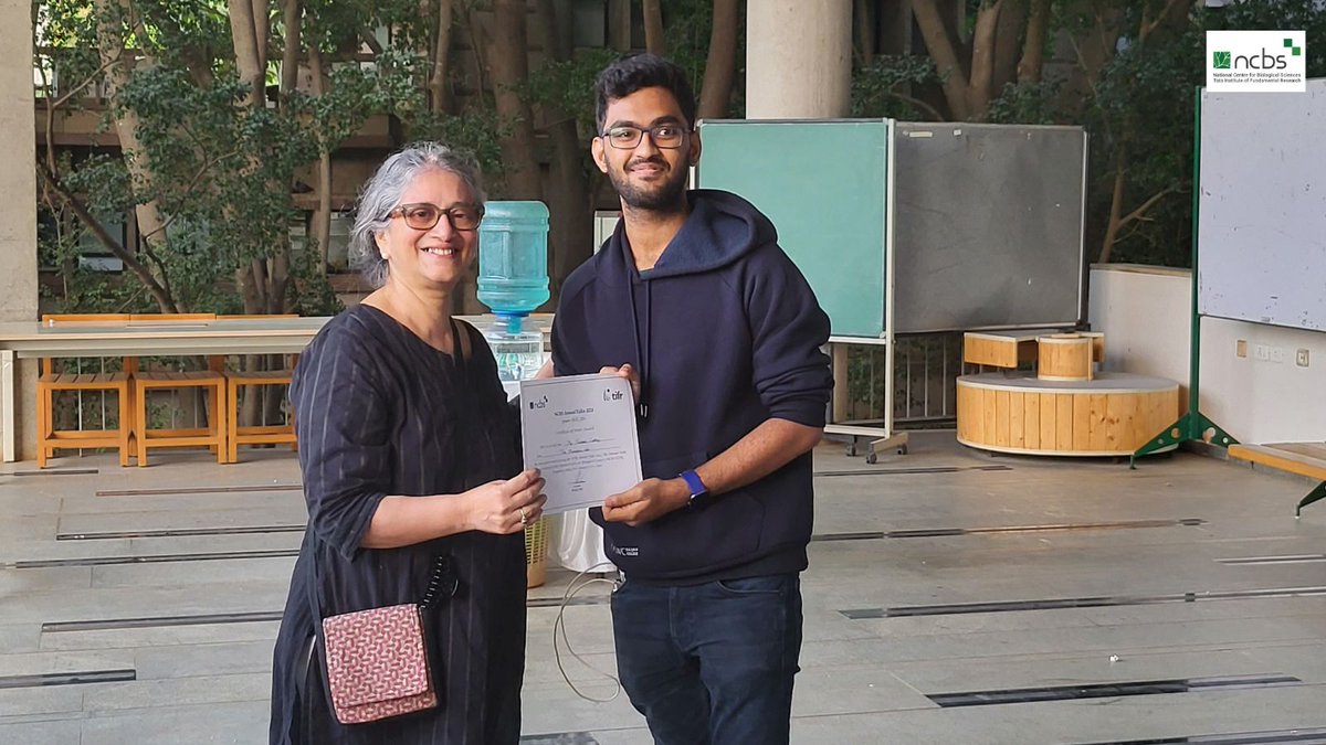 #annualtalksncbs2024 ended with the same gusto it began, with the announcement of best poster awards, funded by Siddharth Gopalkrishnan Endowment. 
The winners: Shivansh Singhal, Sreepadmanabh M and Nabhonil Chatterji.