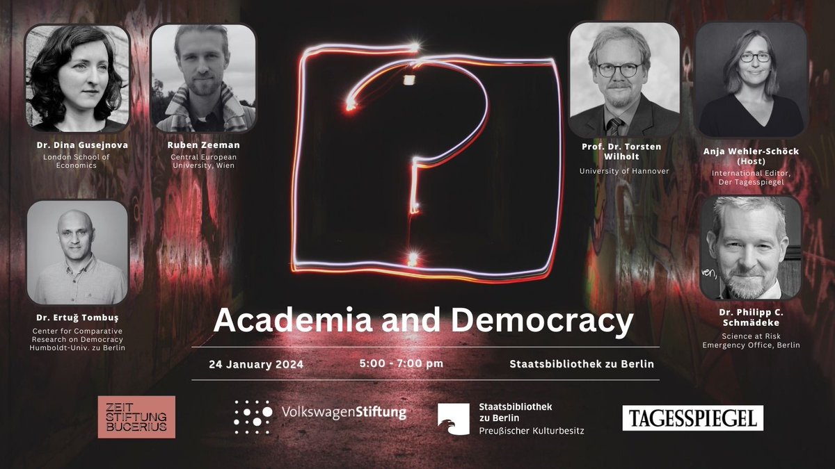 'Why is freedom of inquiry essential for a democratic political culture?' Talk to our guests on January 24 from 5 pm @stabiberlin. An event by @ZEITstiftung + @VolkswagenSt. Register now: bit.ly/academia_and_d…