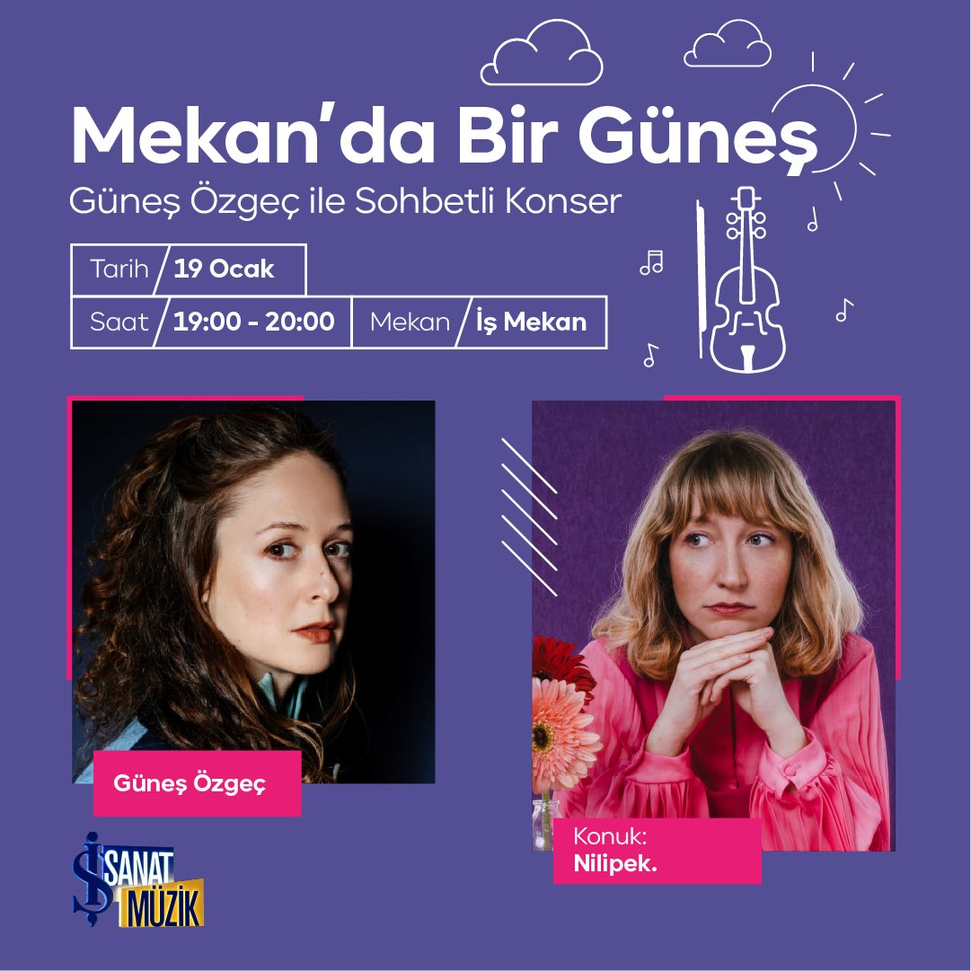 Güneş Özgeç‘in her bölümünde farklı bir konuğu ağırladığı sohbetli konser programı yeni konuğuyla İş Mekan’da! ☀️🎶 @issanat iş birliğinde gerçekleştirdiğimiz Mekan’da Bir Güneş’in ikinci konuğu; @nilipekkimki ✨ İş Mekan uygulamasından etkinliğimize kayıt olmayı unutma! 💙