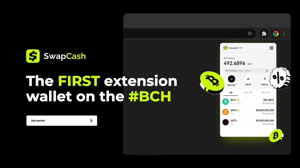 To congratulate the FIRST extension wallet on #BCH. 1 $BCH($300) #Giveaway in 24hrs. 3 winners will be randomly selected: 1. Follow, Like & Retweet and tag 3 friends 2. Visit swapcash.io/#/, click the 'Wallet' button in the upper right corner to create a wallet for