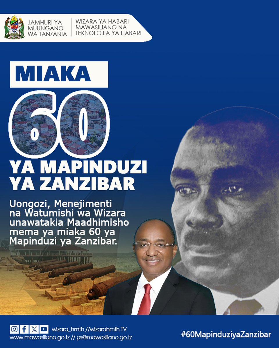 wizaramth's tweet photo. #WHMTH #mapinduzizanzibar #miaka60yamapinduzizanzibar #KaziIendelee #TzyaKidijitali https://t.co/7zXA7QZiE3
