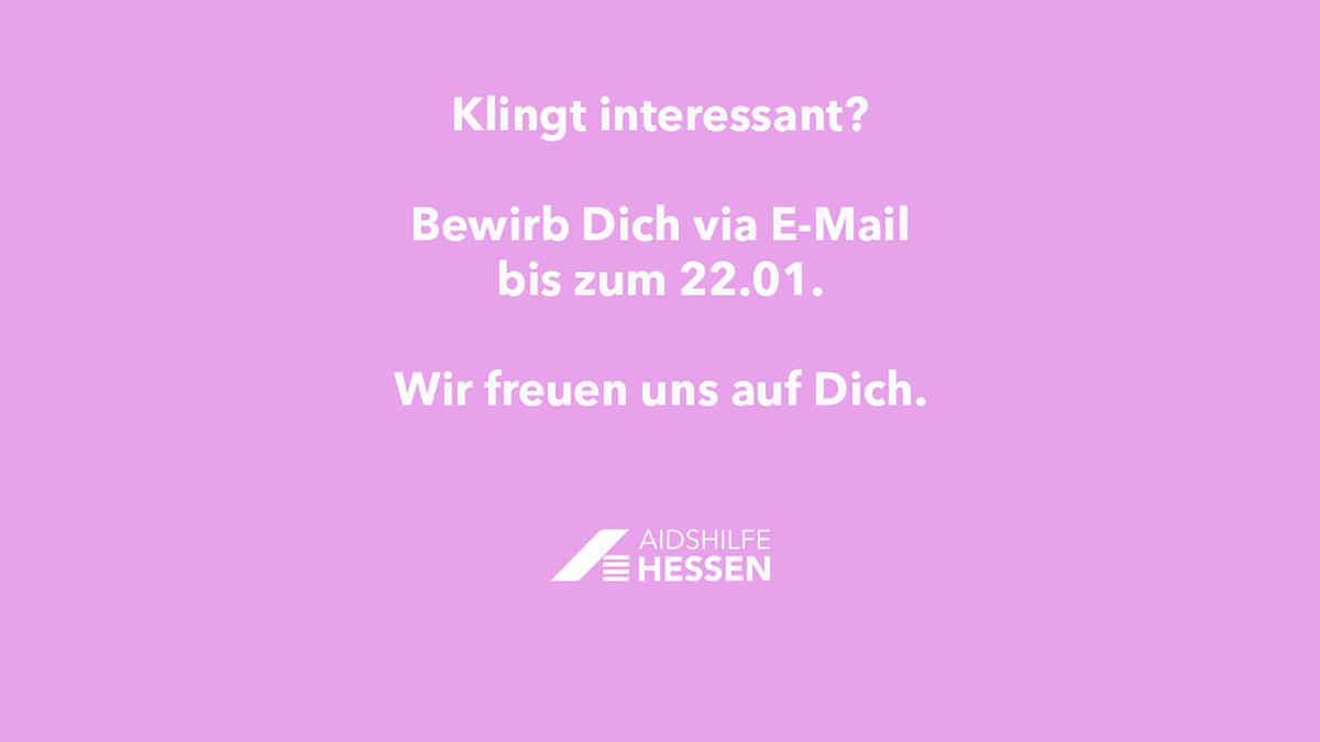 Hast Du Lust auf eine Veränderung und bist begeistert davon, Dich für Teilhabe und Gesundheit queerer Menschen einzusetzen? Dann könnte unsere Stellenausschreibung interessant für Dich sein. Bewerbungsfrist: 22.01. 
Details zur Ausschreibung: aids-hilfe-hessen.de/de/nachricht/s…