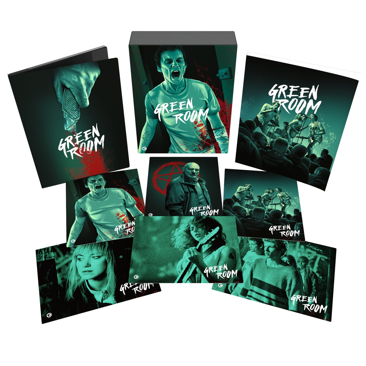 SecondSightFilm's tweet photo. G​REEN ROOM: LTD EDITION 4K UHD &amp; Blu-ray released ​Mar ​18, available to preorder now! ​Featuring new cast &amp; crew interviews​, commentary + more! Also includes ​120-page book + art cards. Big thanks to​ all our contributors!​ https://t.co/EgXcxnpOtQ https://t.co/vQcIdtuwWg