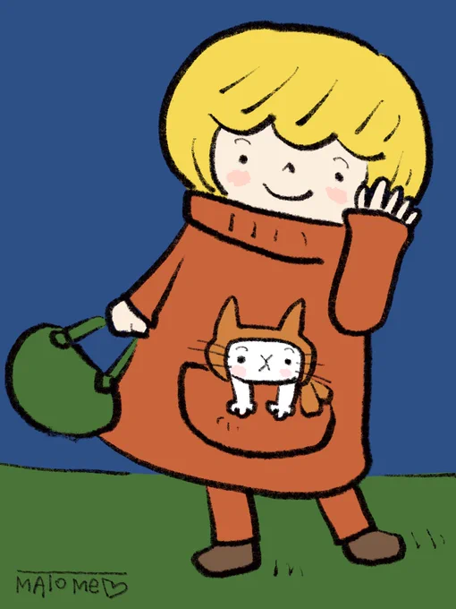嬉しい時には笑い合う。                  #絵 #イラスト #猫 #ネコ 