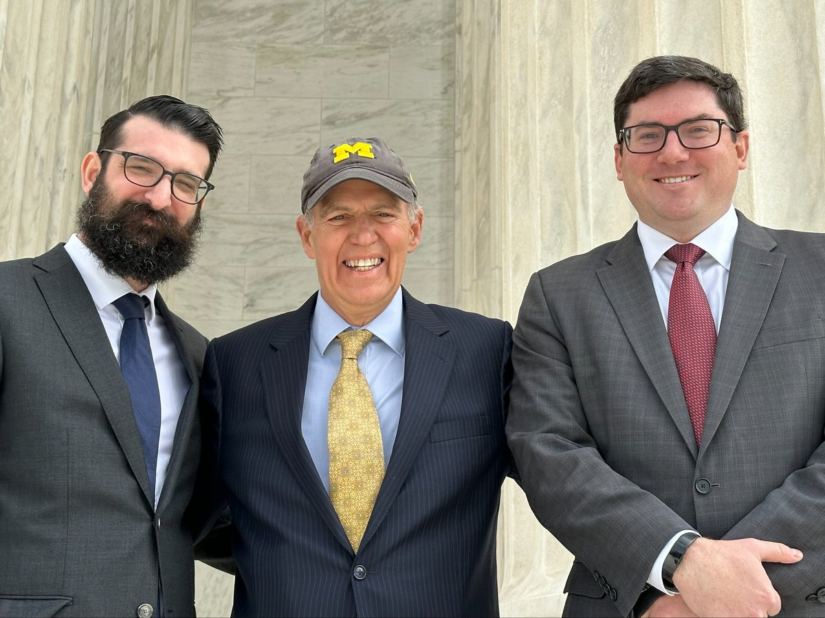 Professor Richard Friedman's interest in the Confrontation Clause motivated him to sit in on a #SCOTUS argument this week and he was delighted to find out that two of his former students <a href="/jonathantietz/">Jonathan Tietz</a> (L) and <a href="/HustonMichaelR/">Michael Huston</a> (R) were accompanying counsel on the side he supported