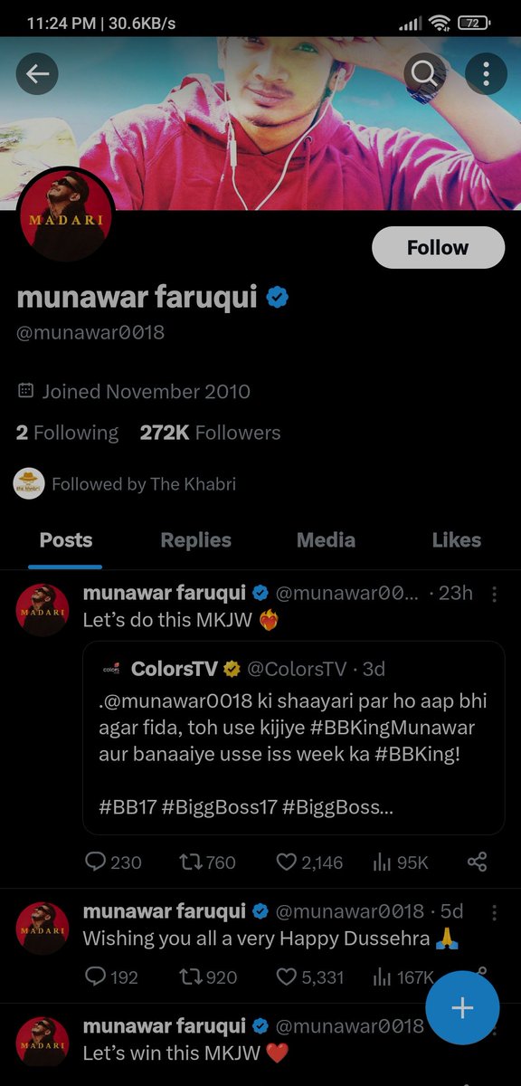 NaeemNeo's tweet photo. @TheKhabriTweets I screenshot on 29 October, Munawar Followers were 7 Millions... In just 2.5 months,... He gained 50% more Well wishers from that , i.e. 3+Millions Followers... 😍..Many more to go... 
BB17 Winner🏆 (All the Best)
10M IG LOVE FOR MUNAWAR
#MunawaraFaruqui
#MunawarFaraqui𓃵 
#BB17 https://t.co/64BpxhnHSZ