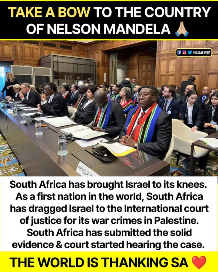 Soneva_24's tweet photo. 💕Thank you #South_Africa Africa 🇿🇦💕for standing on the right side of humanity and against Genocide. For carrying the voices of the world.  
The ICJ prove that India used to be known as the land of #Gandhi,but SA remains the land of #Mandela.
#SouthAfricaICJ
#SouthAfricavsIsrael https://t.co/UgKgFicYHD