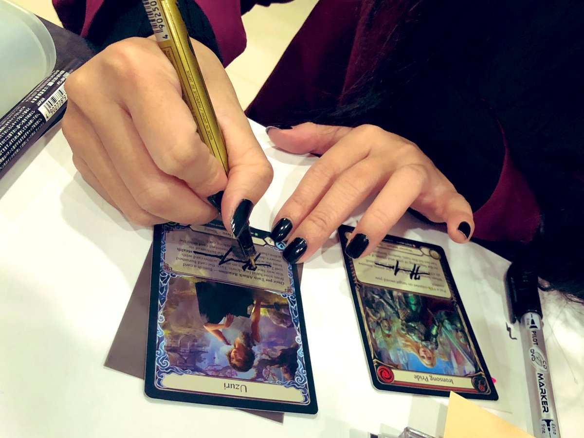 pointipohmali's tweet photo. The immensely talented @soyameii graced my LGS @InvictusForgeMY in conjunction with the #FABTCG #SEAThrone event!Got my RF cards signed and had an amazing time chillin’ with the community.Was a greasy fanboi admiring the great art prints & APs on display. Stoked! #InvictusForge https://t.co/8CXJDaJlRe