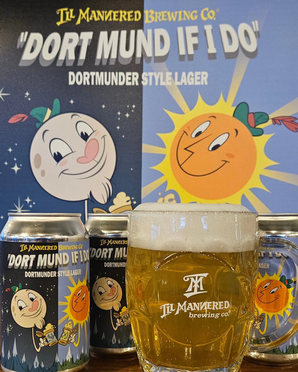 Light, crisp, clean, yet hearty, your favorite Dortmunder Lager is back on draft. Enjoy a pint, Day or Night...Dort Mund if I Do! Also available in 6-packs! NEW, fun sun and moon Dort art by the incredible @SamFout (art prints available too)