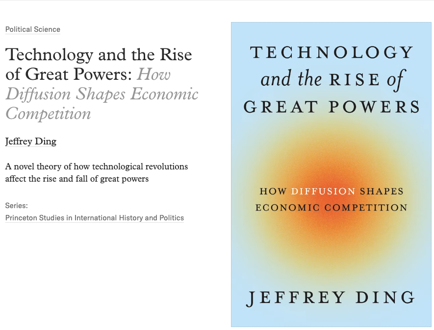 Excited to share that my book on technological revolutions and power transitions will be published in @PrincetonUPress in August. Available to preorder ($30 paperback): - amazon.com/Technology-Ris… - bookshop.org/p/books/techno…