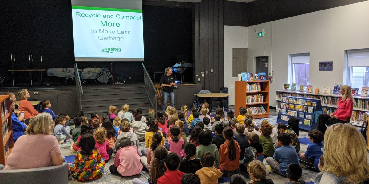 Brookdale students learning about environmental stewardship with Halton Waste Management.
