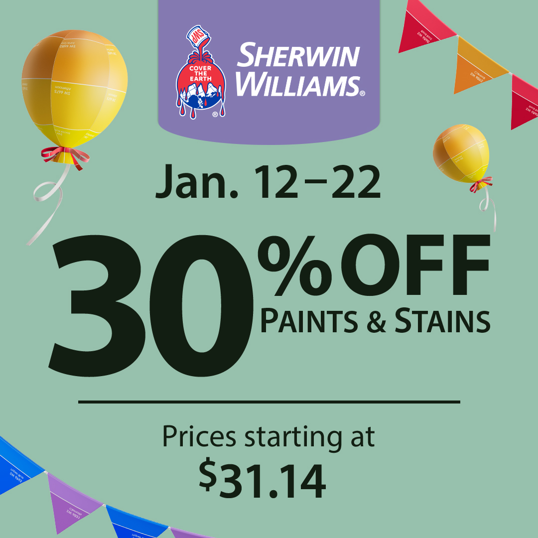 Cold outside? Stay in and paint. Shop now to save 30% on paints and stains: bit.ly/3ThKdPn . Offer valid 1/12/24-1/22/24. Some restrictions apply.