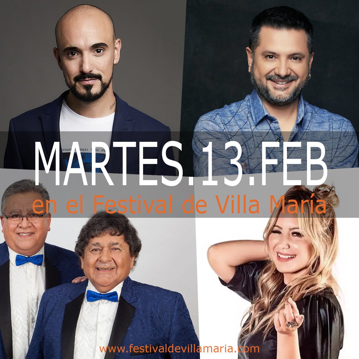 FESTIVAL VILLA MARIA 2024

Abel Pintos, Jorge Rojas, Los Palmeras y Karina La Princesita se presentarán el martes 13 de febrero en el Festival de Villa María 2024.

Conocé todos los detalles en
festivaldevillamaria.com

#villamaria2024
