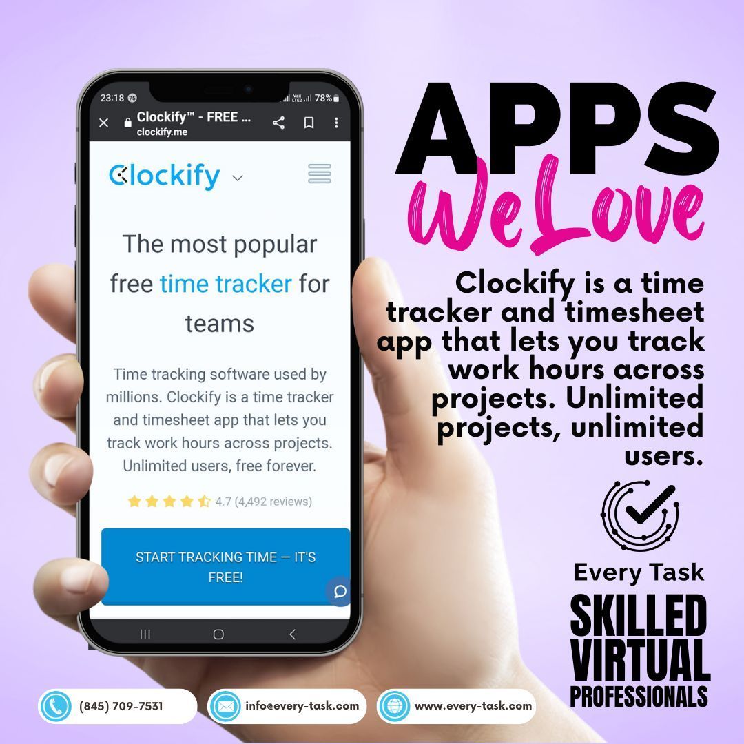 everytaskusa's tweet image. Clockify is a time tracker and timesheet app that lets you track work hours across projects. Unlimited projects, unlimited users.
clockify.me/lp/home?utm_me… 
#everytask #virtualassistant #productivity #businesssupport #remoteworking #appswelove #clockify